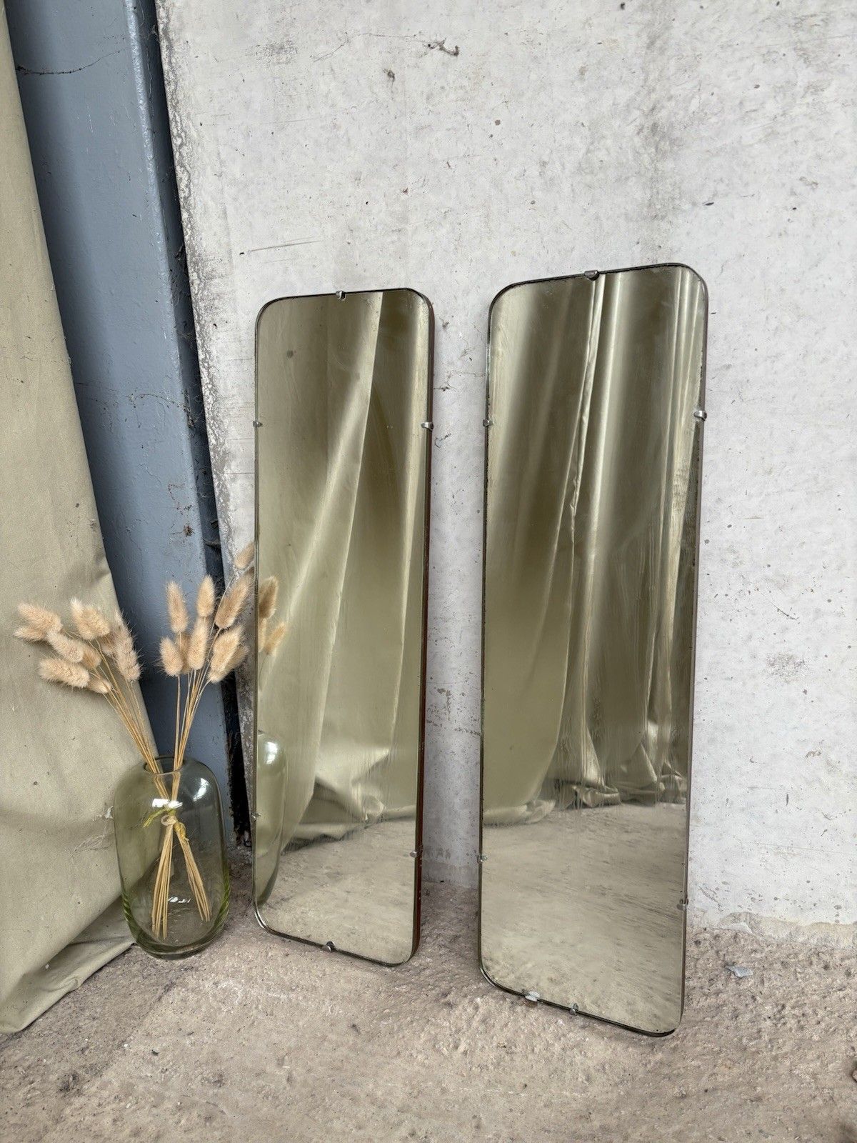Vtg Mid Century Pair Of Wall Hallway Mirrors Retro R1136