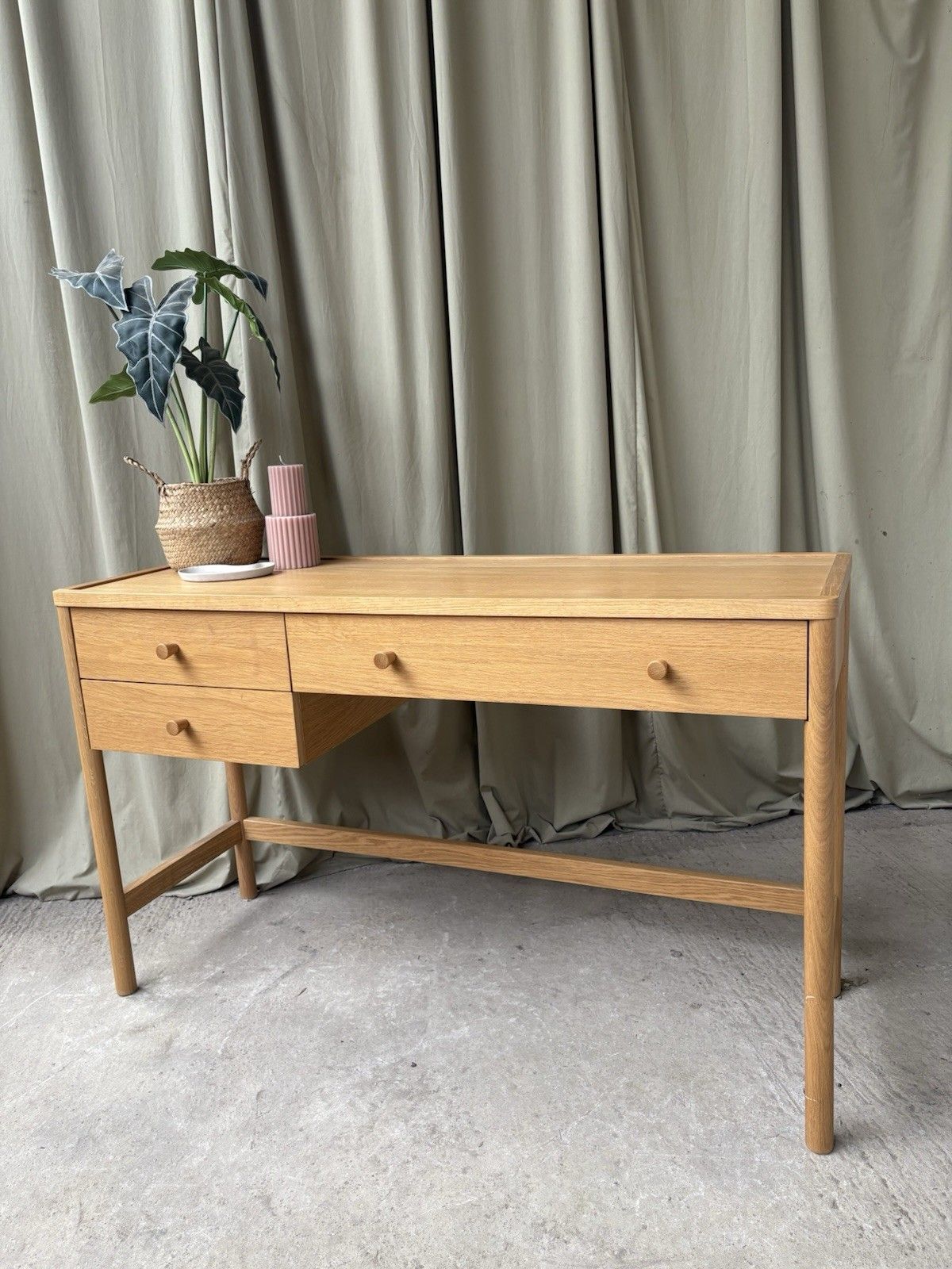 Vtg Mid Century Style Oak Desk Dining Table Danish Scandi Retro R1137 photo furniture