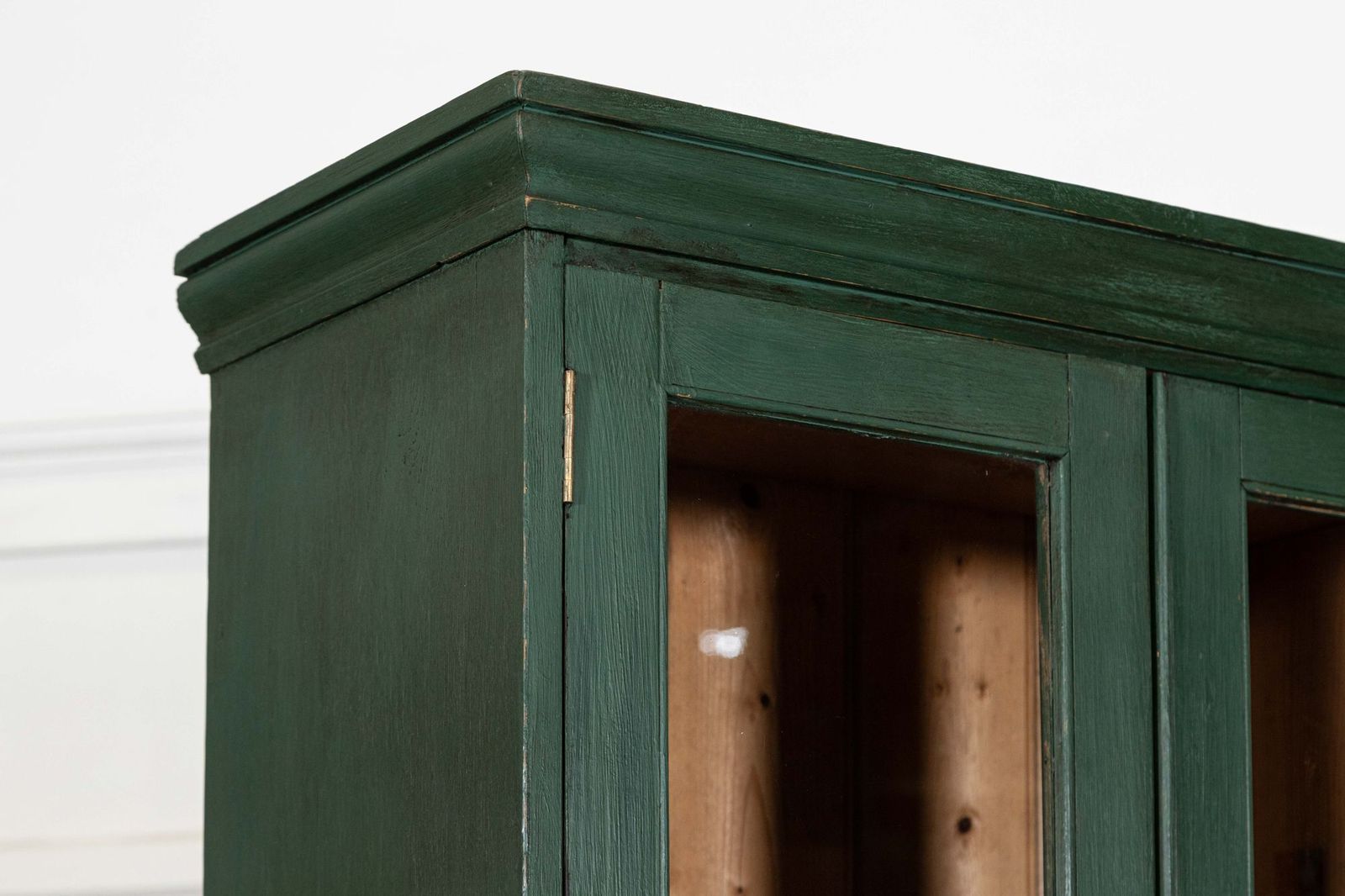 Large 19thc English Painted Pine Glazed Housekeepers Cabinet photo vintage