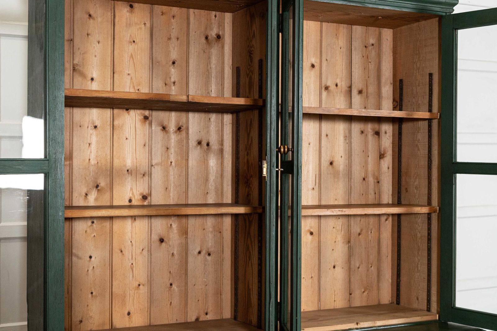 photo vinterior Large 19thc English Painted Pine Glazed Housekeepers Cabinet