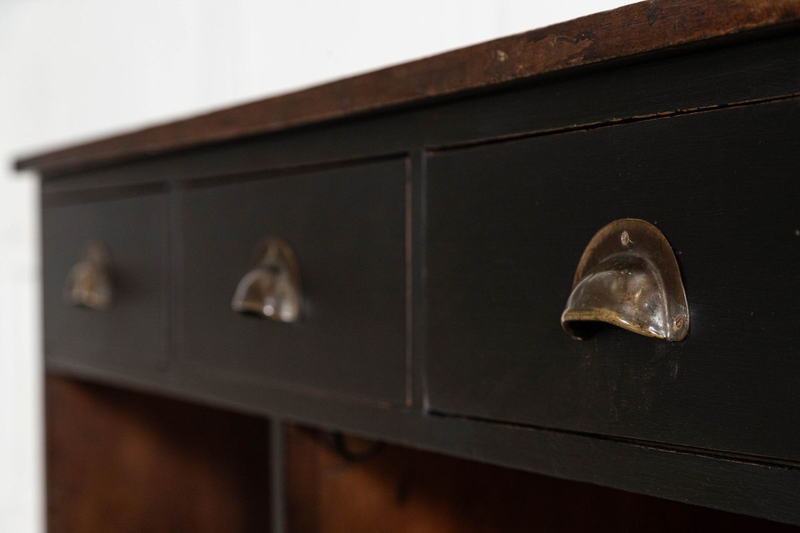 photo furniture 19thc English Ebonised Mahogany & Pine Shop Counter / Island