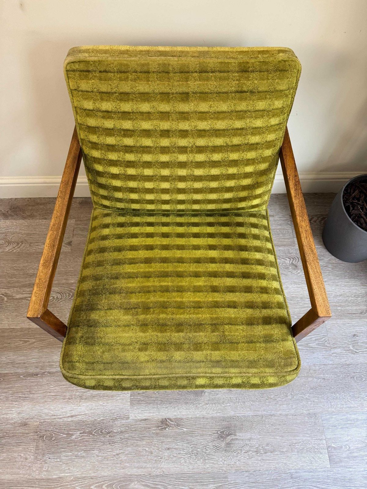 Mid Century Green Velvet Wooden Framed Armchair 1960s photo vinterior