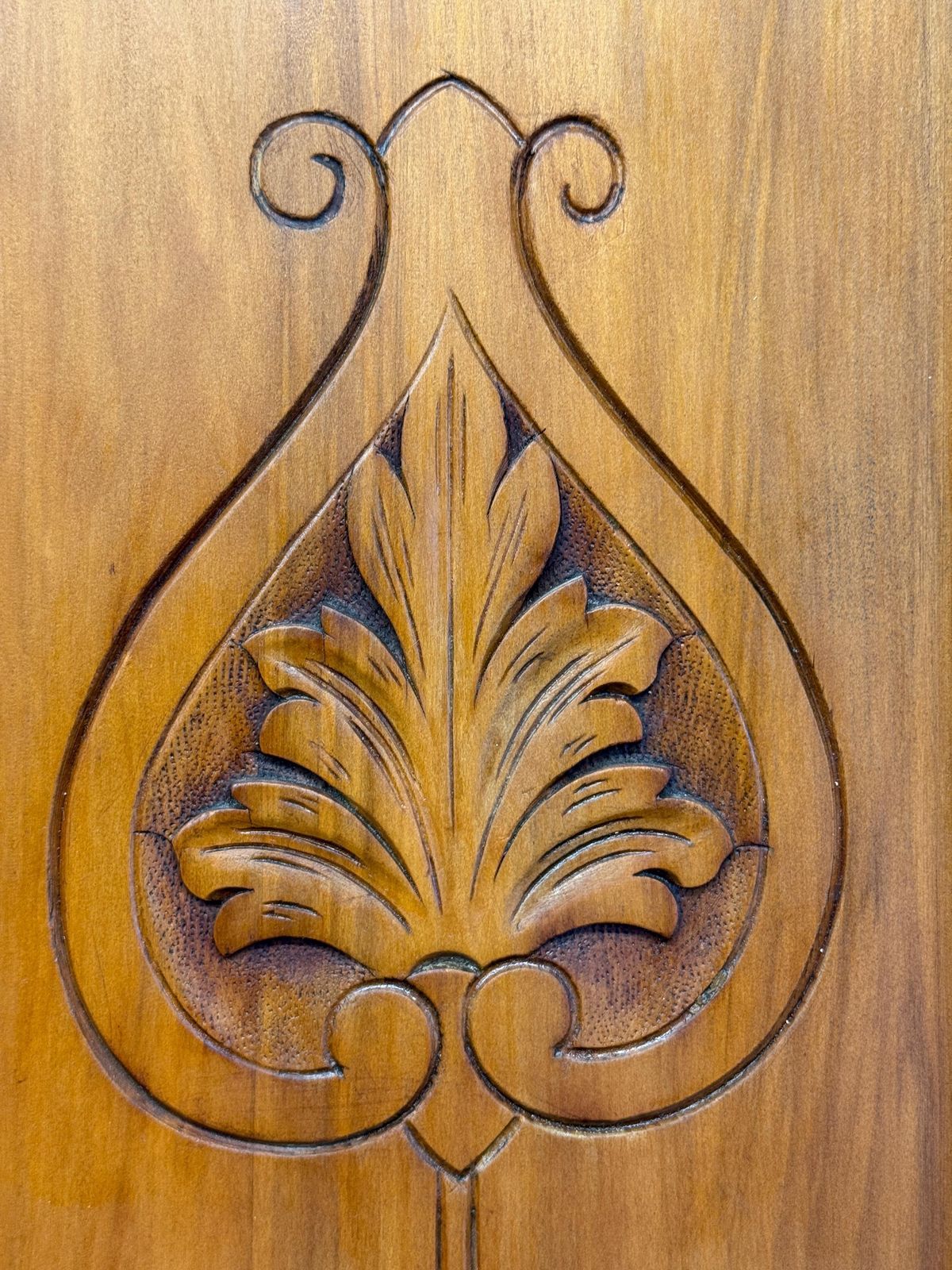 Antique Pine Hallway Wardrobe With Mirror Door | Art Nouveau Style Carved Panels | Edwardian Cupboard photo vintage