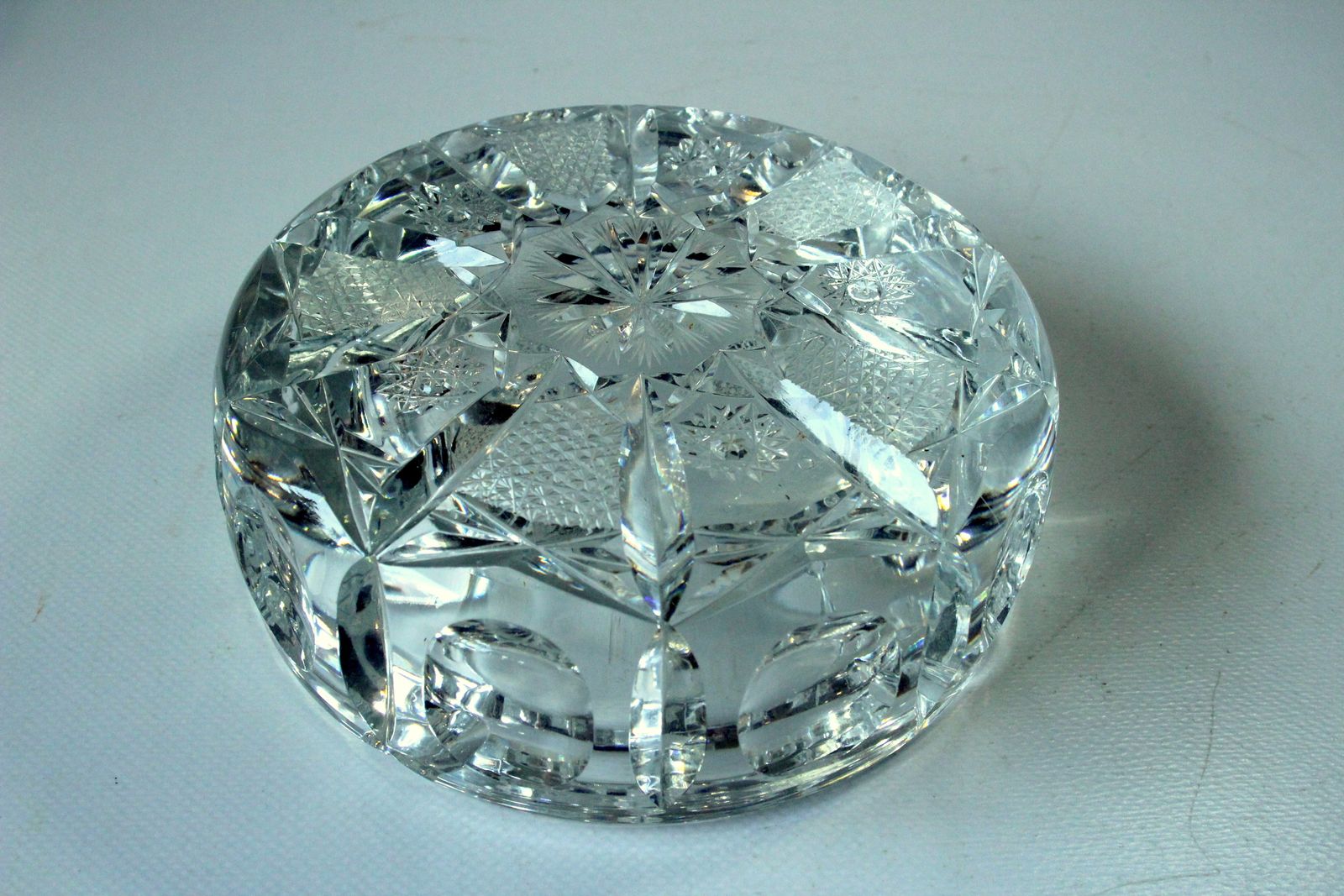 Art Deco   Heavy Lead Crystal Glass Ashtray From The 1930s photo vintage