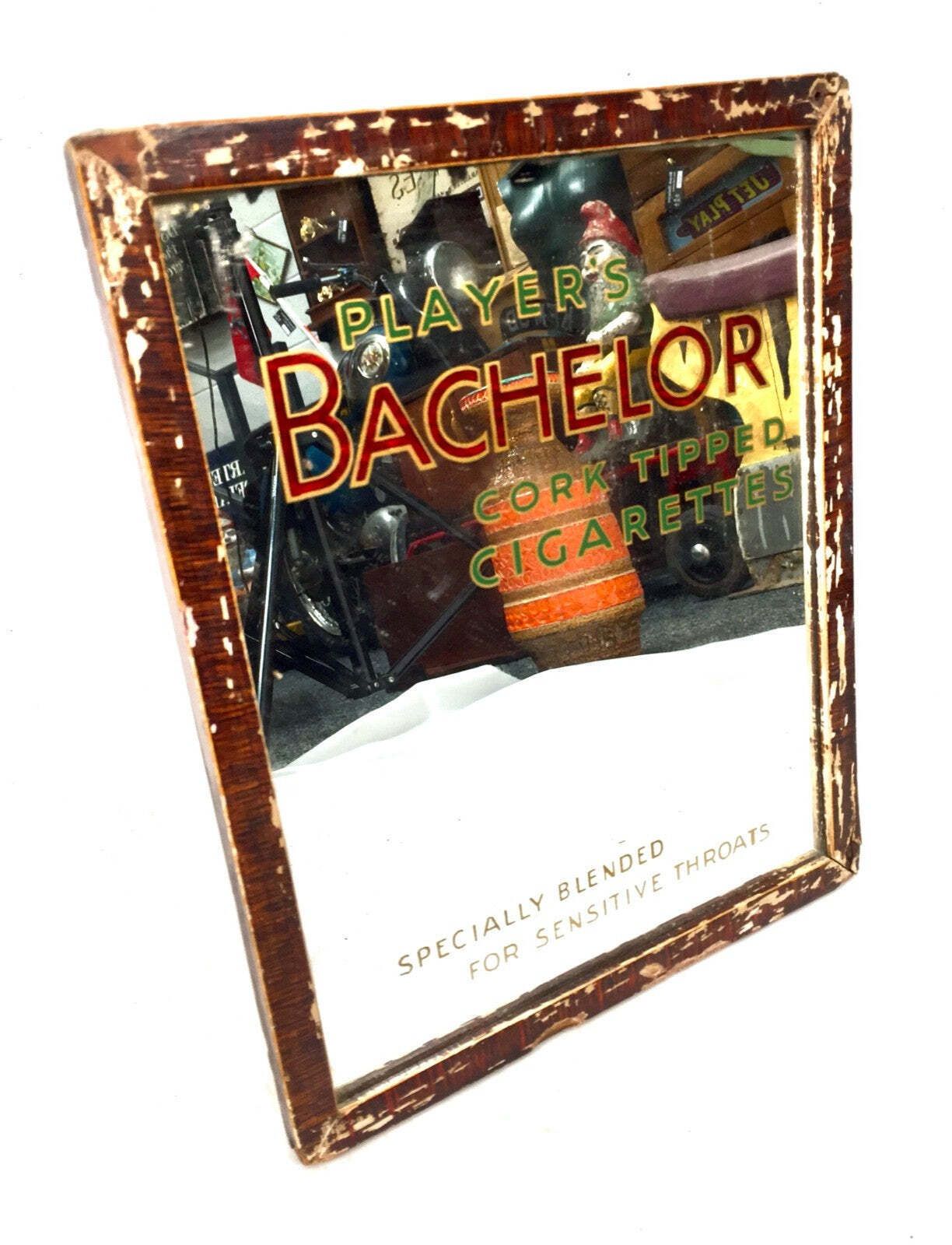Antique Advertising Player's Bachelor Cigarettes Framed Mirror / Sign Tabletop photo Home Decor