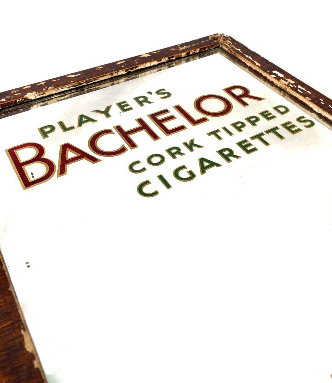 Antique Advertising Player's Bachelor Cigarettes Framed Mirror / Sign Tabletop photo 149.0