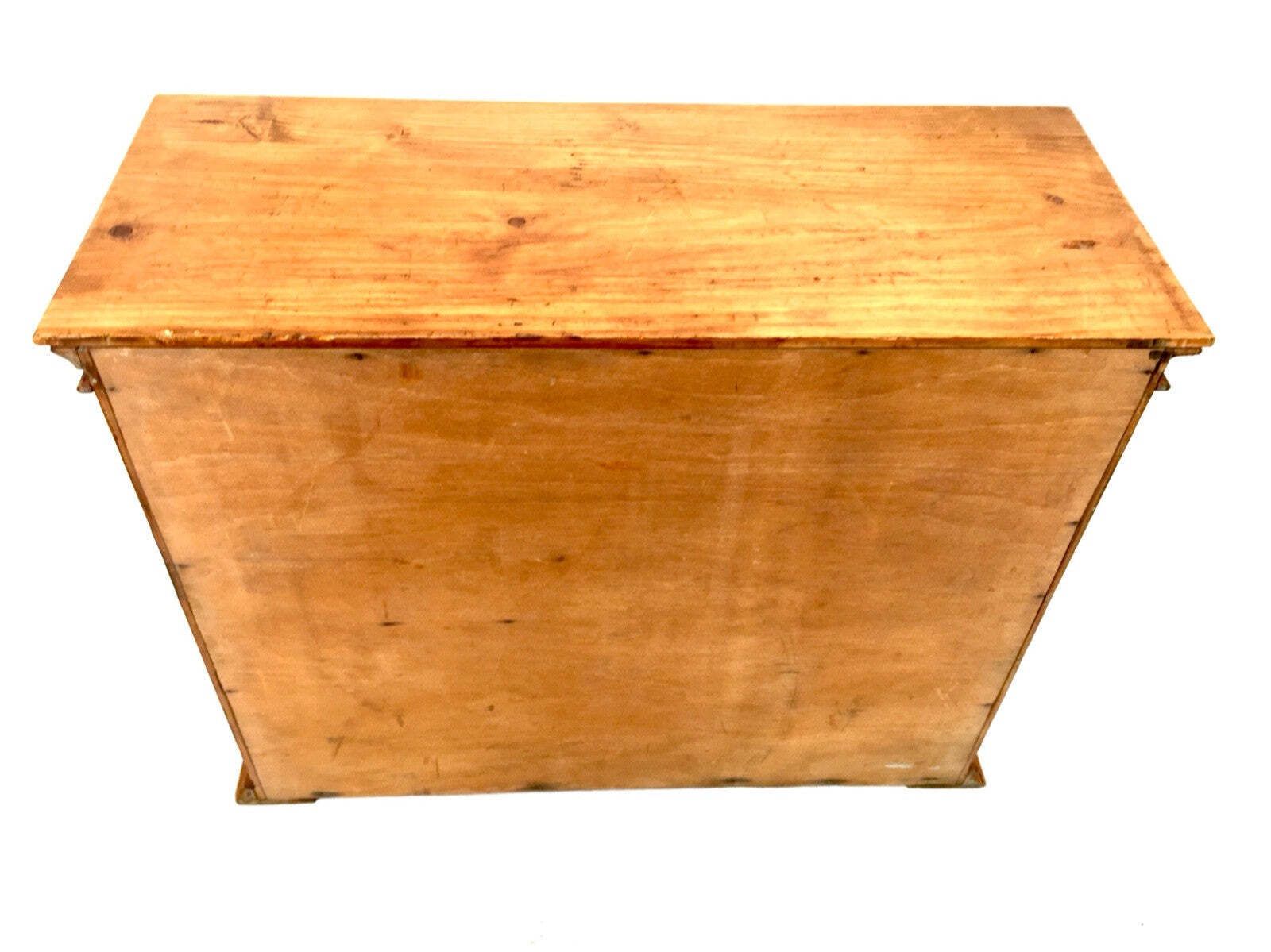 photo furniture Antique Pine Wooden Tabletop Filing Cabinet / Storage Box With Drawers & Key