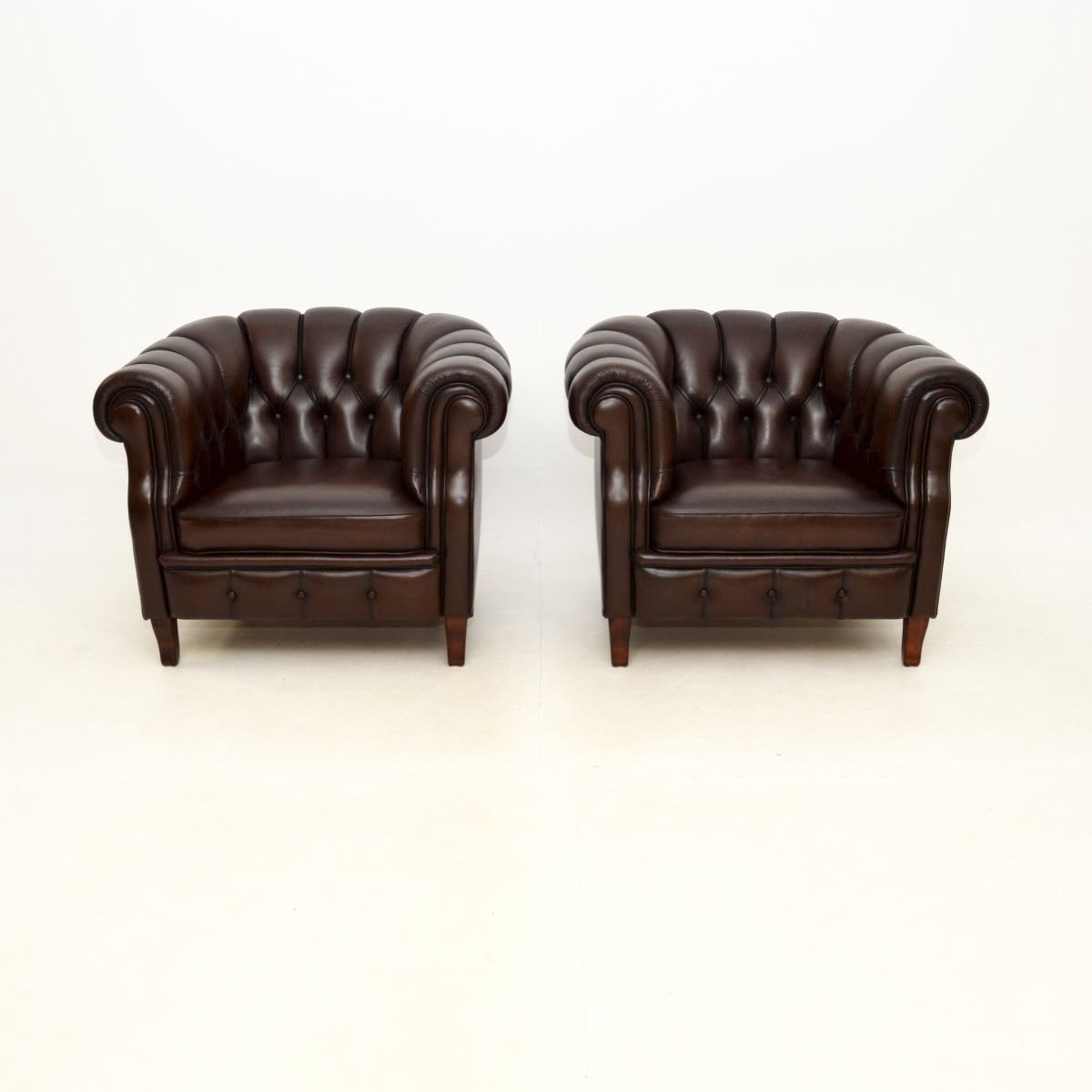 Pair Of Antique Swedish Leather Club Armchairs By Broderna Andersson photo furniture
