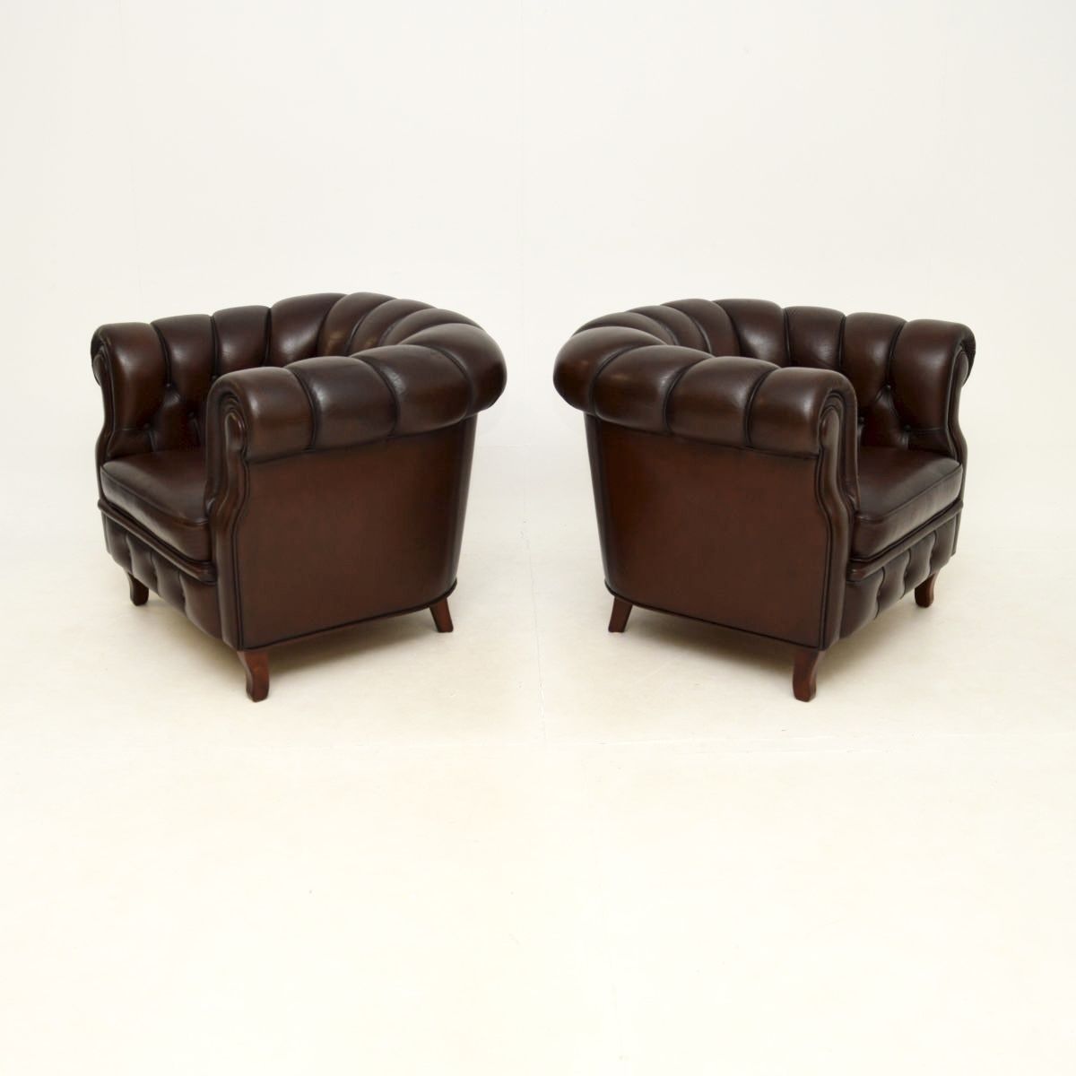 Pair Of Antique Swedish Leather Club Armchairs By Broderna Andersson photo buy