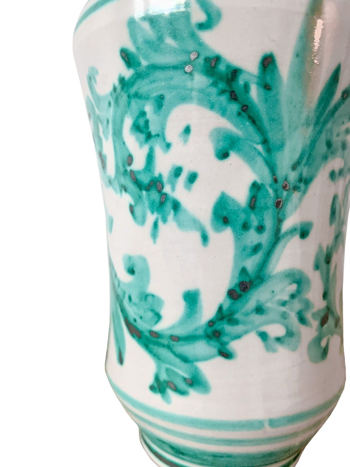 Italian Igor Vase Ceramic Sculpture White/Green Santo Stefano Di Camastra 1950's photo vinterior