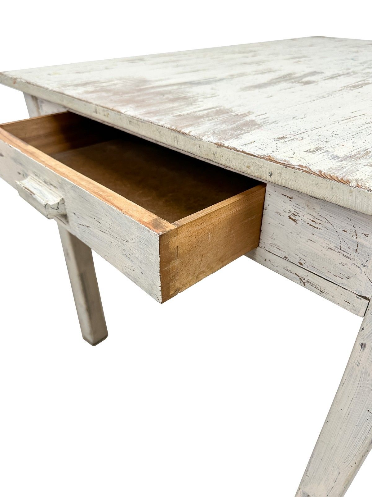 Vintage Distressed Desk Utility Table White Retro Mid Century Modern W/ Drawer photo vintage