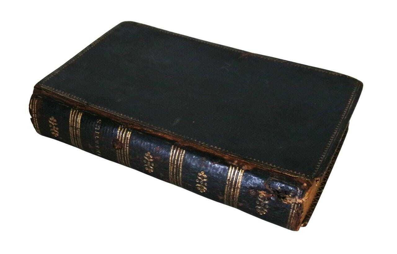 photo furniture 1744 Roman Plays: Terentii Comoediae Sex, Small Leather Bound Latin Text, Terence's Six Comedies