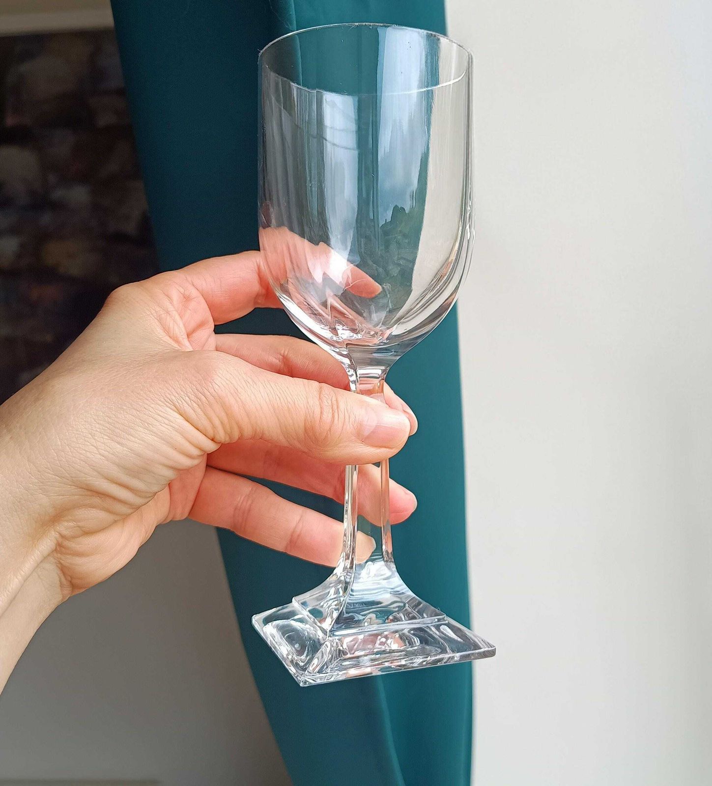 Vintage Villeroy And Boch Set Of 4 Crystal Wine Glasses: Orangerie Collection Geometric Foot photo vintage