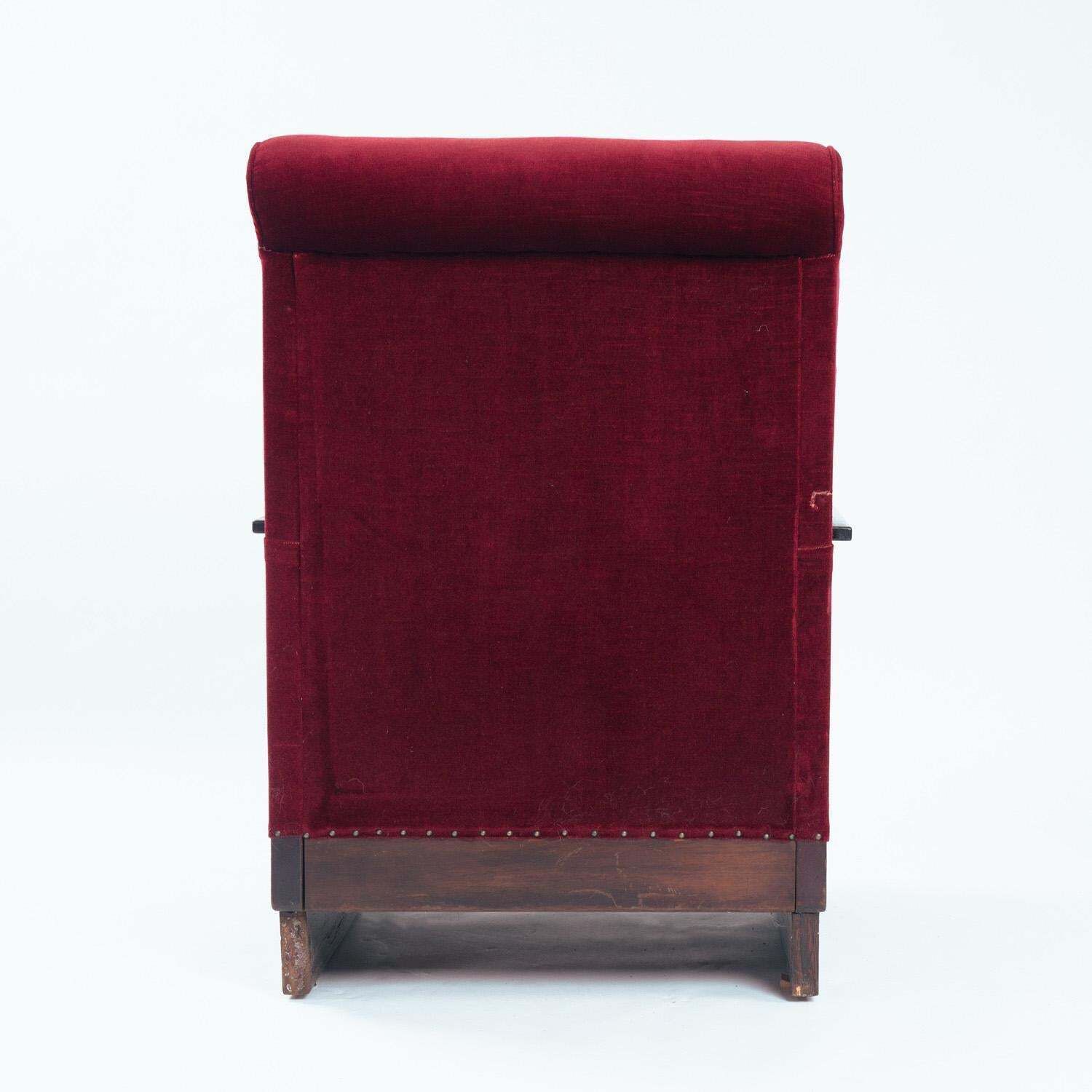 photo furniture 2 Red Velvet Amsterdam School Art Deco Chairs, The Netherlands, 1930s