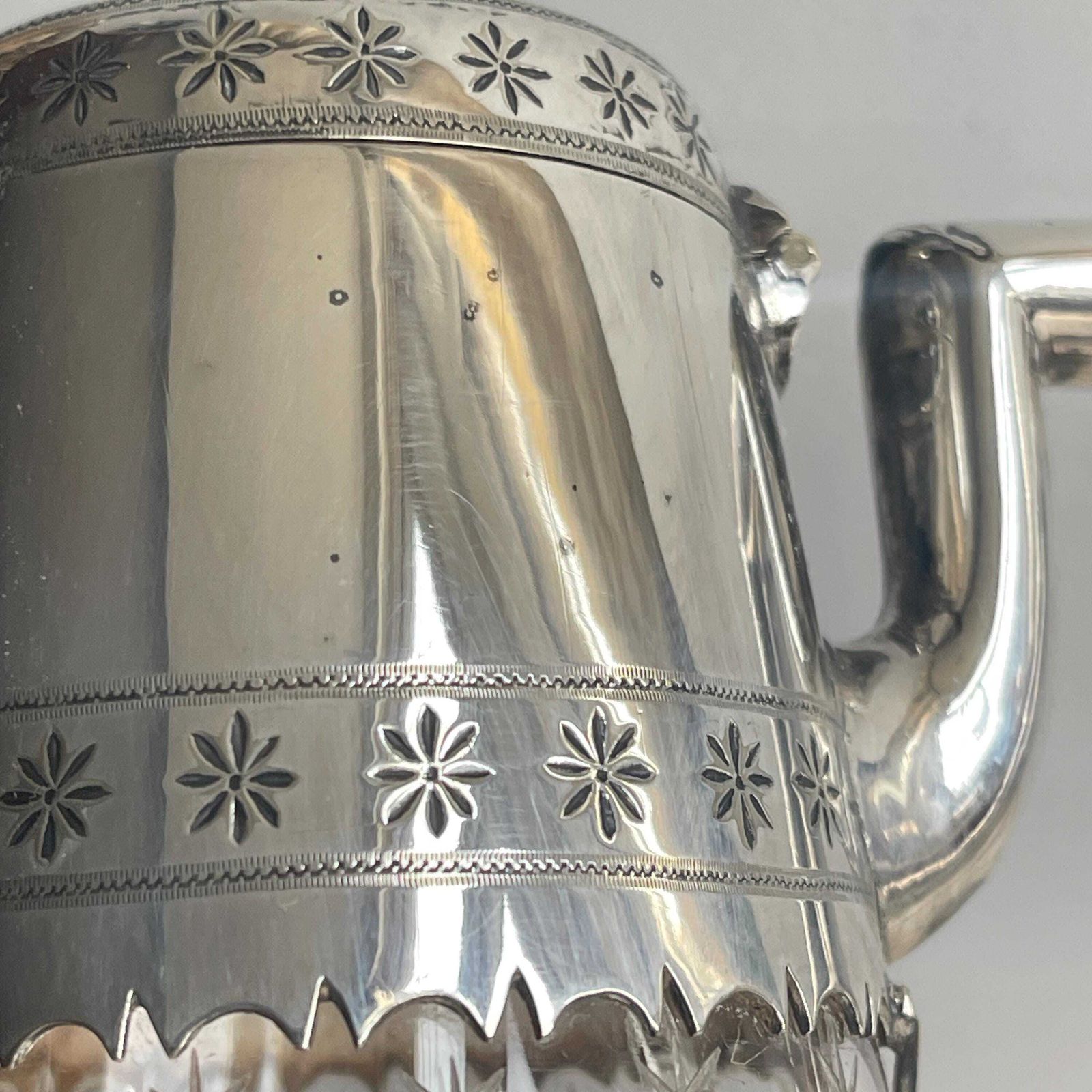 photo for sale Victorian Glass Claret Carafe   Silver Plated Martin Hall Claret Jug   Decanter With Handle