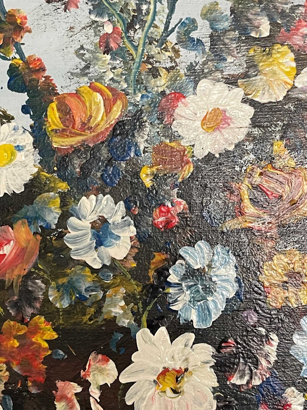 Antique Still Life Oil Painting Study Of Flowers In A Vase By Velkov photo vinterior