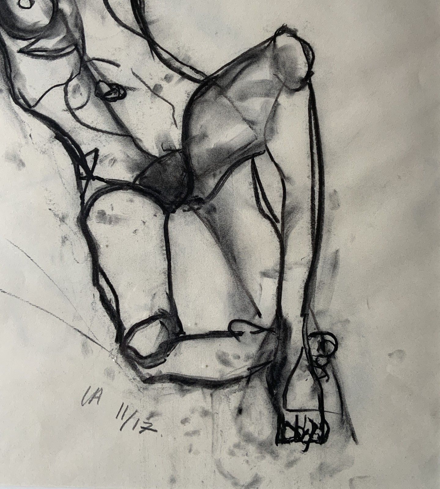 Abstract Female Nude Charcoal Portrait Painting British Contemporary School photo buy