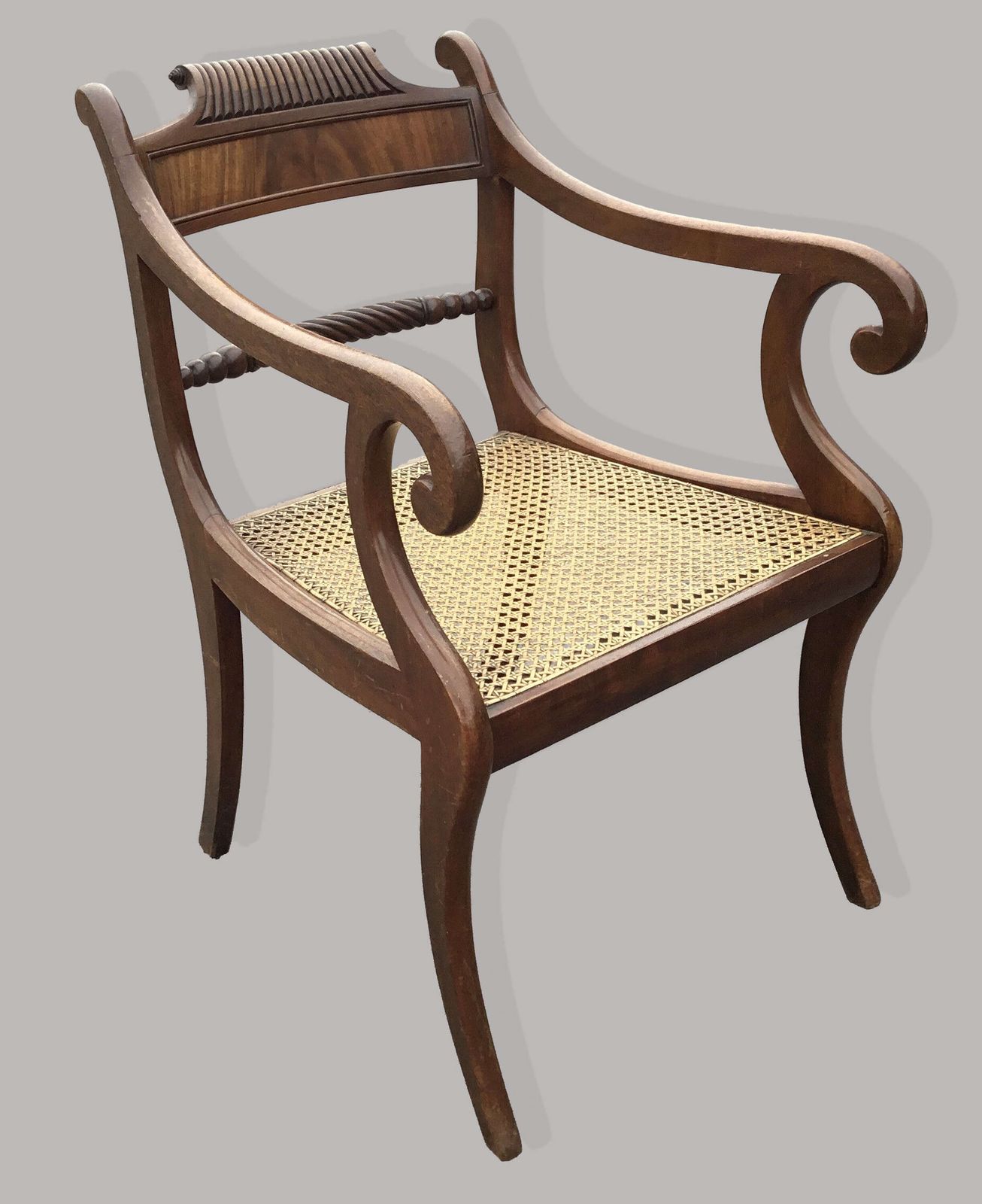 Handsome Regency Set Of 6 Mahogany Elbow Open Armchairs photo 6380.0