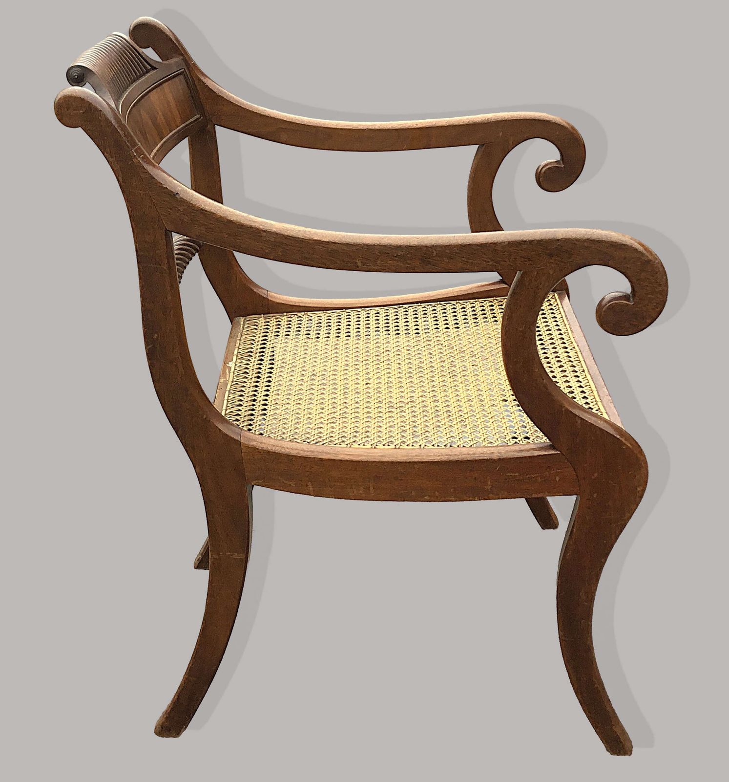 Handsome Regency Set Of 6 Mahogany Elbow Open Armchairs photo vinterior