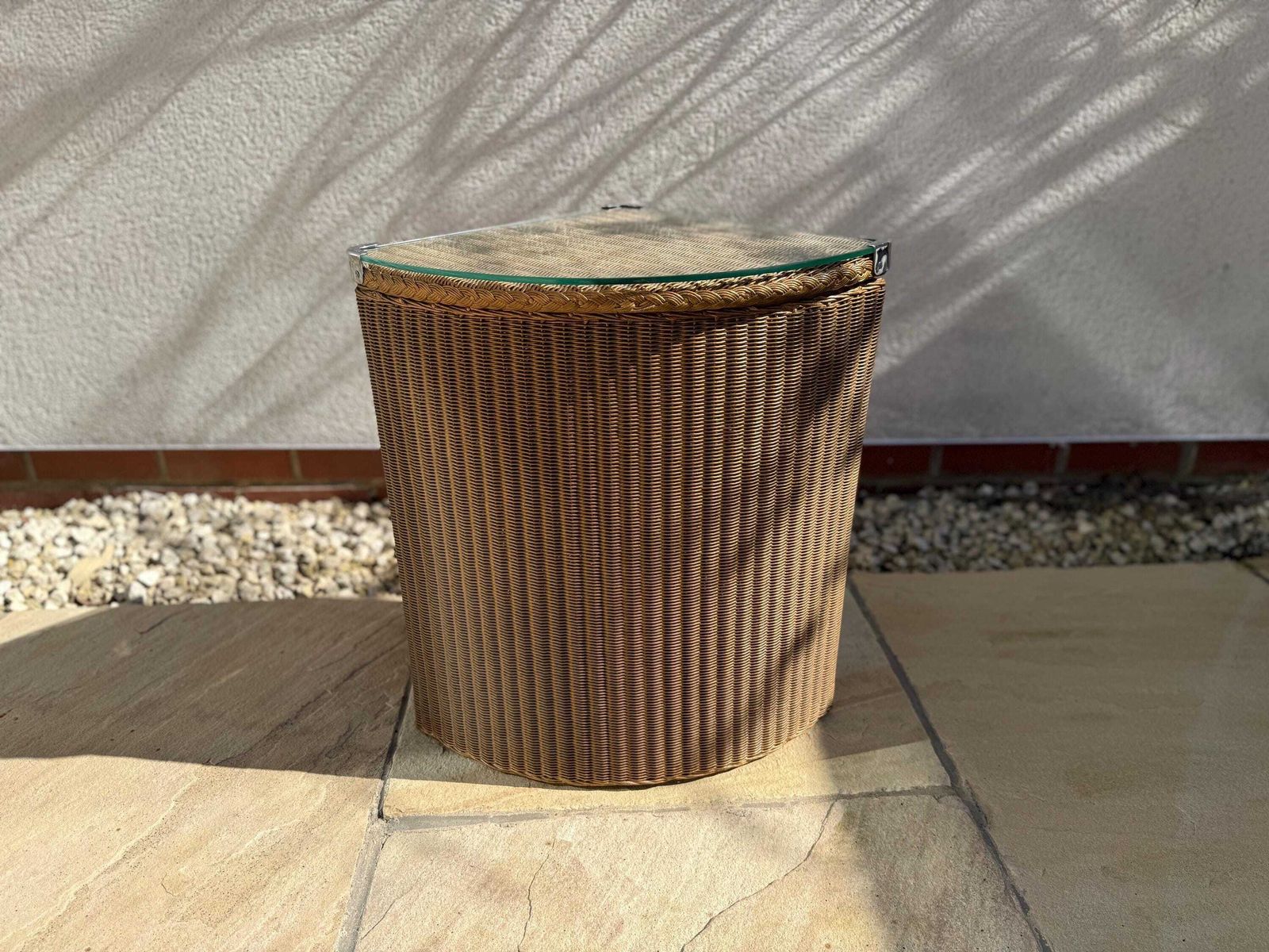 Lloyd Loom Linen Basket With Glass Top Storagetrunk Wash Basket photo Home Decor