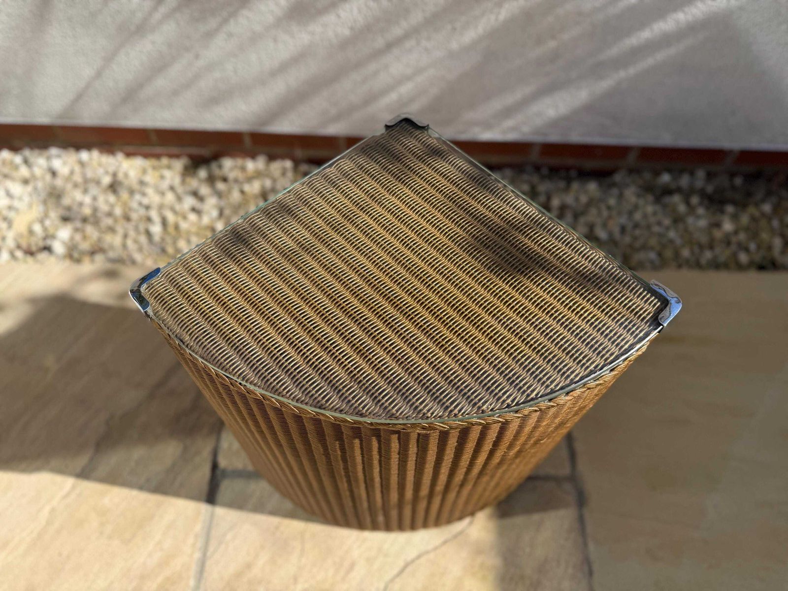 Lloyd Loom Linen Basket With Glass Top Storagetrunk Wash Basket photo vintage