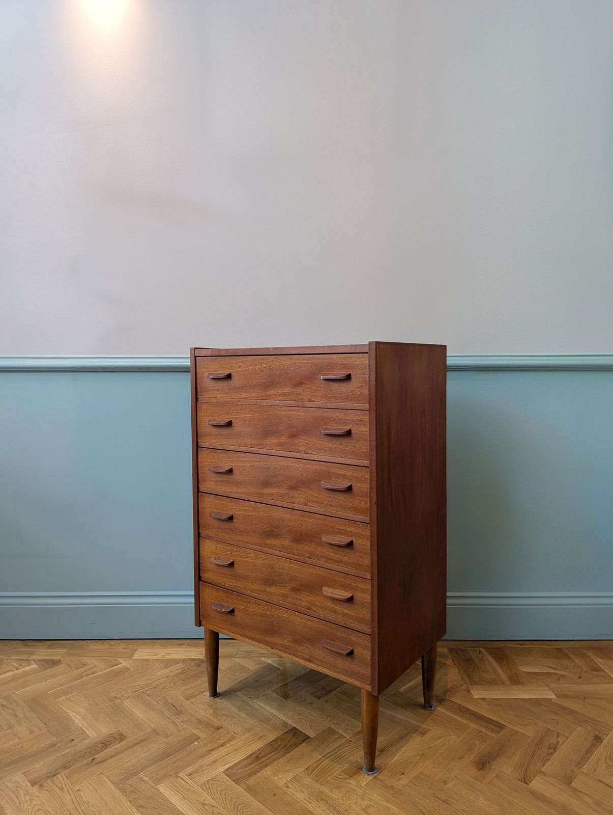 Mid 20th Century  Six Drawer Teak Tallboy