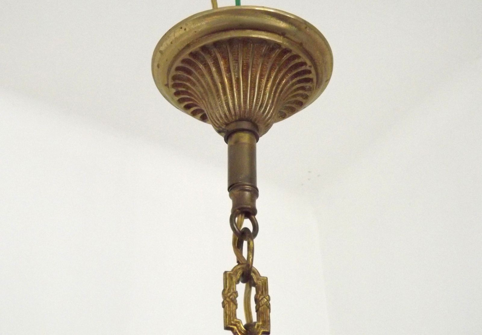 French Bronze Art Nouveau Style 3 Light 3 Sided Cage Chandelier photo vinterior