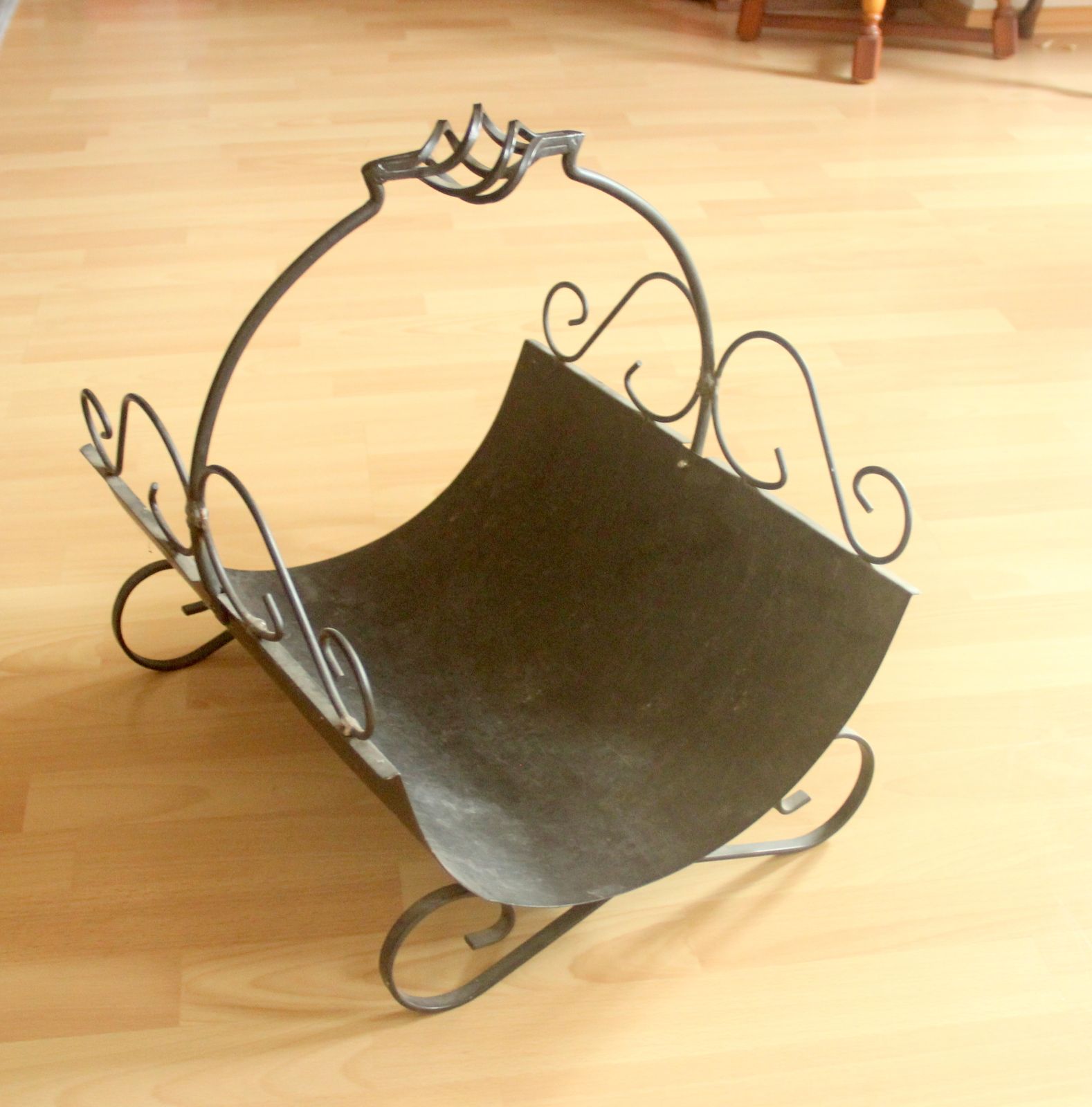 Handmade Firewood Basket   Made Of Wrought Iron And Metal   Vintage