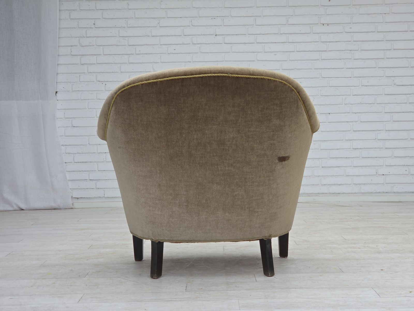 690.0 1960s, Danish Armchair, Original Green Furniture Velour. photo