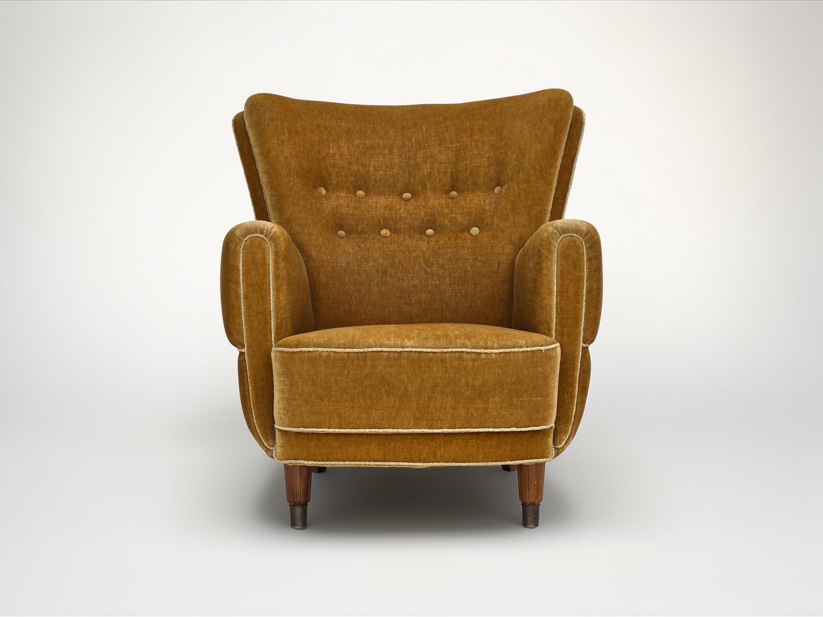 1960s, Danish Relax Chair, Original Honey Yellow Furniture Velour.