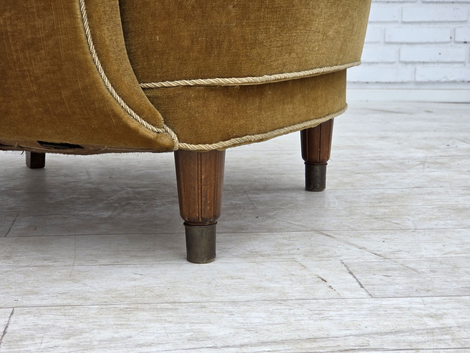 1960s, Danish Relax Chair, Original Honey Yellow Furniture Velour. photo buy