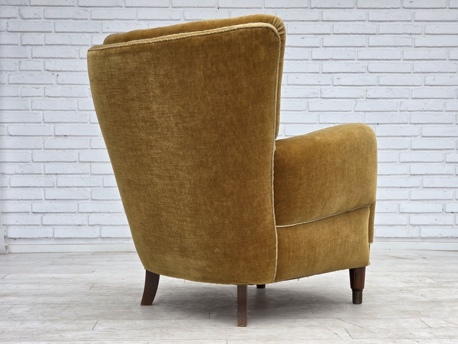990.0 1960s, Danish Relax Chair, Original Honey Yellow Furniture Velour. photo
