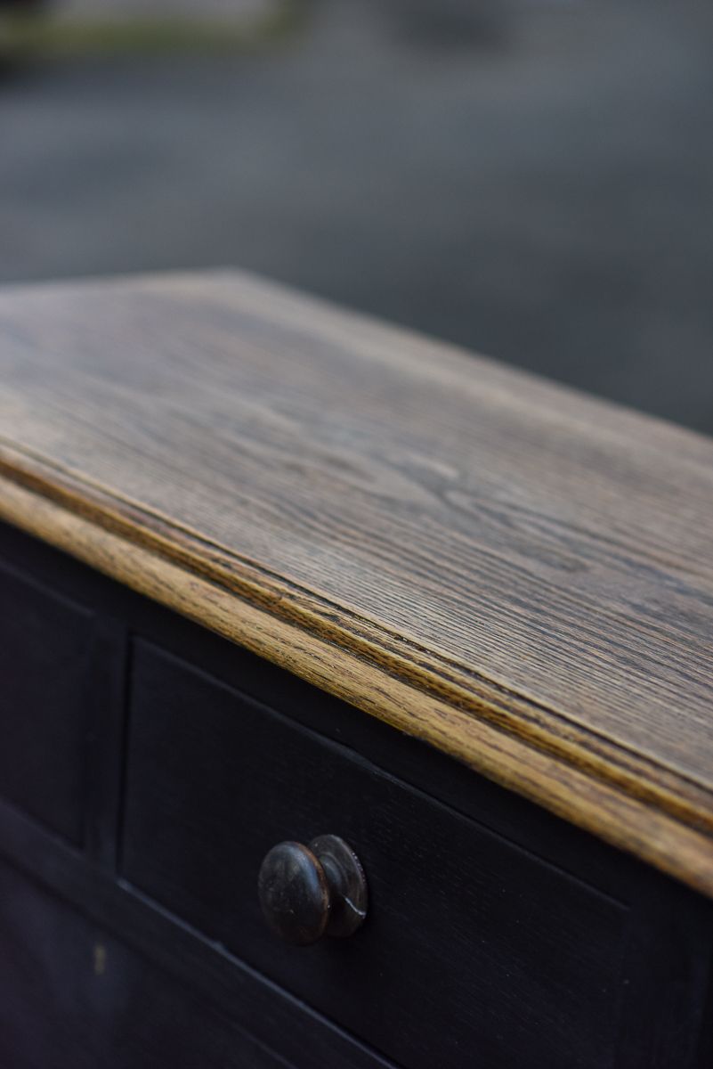 photo furniture Rustic Black Chest Of Drawers In Oak.