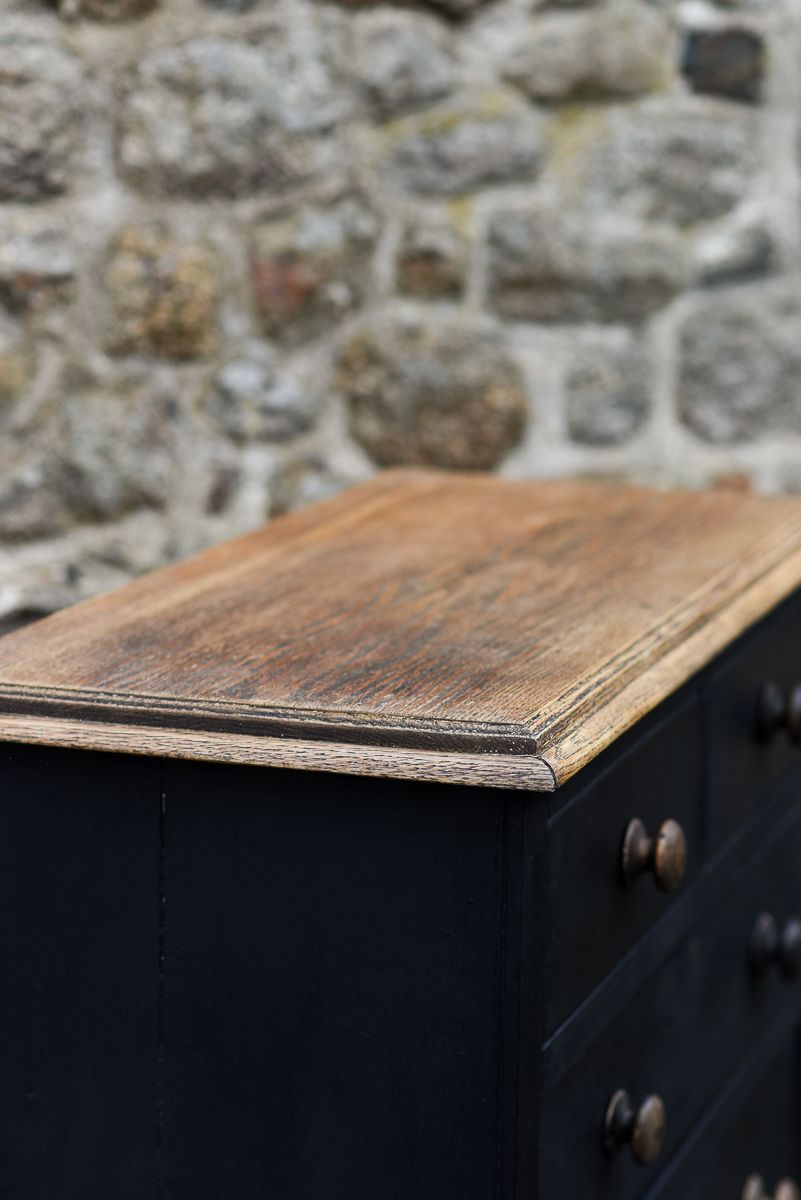 Furniture Rustic Black Chest Of Drawers In Oak. photo