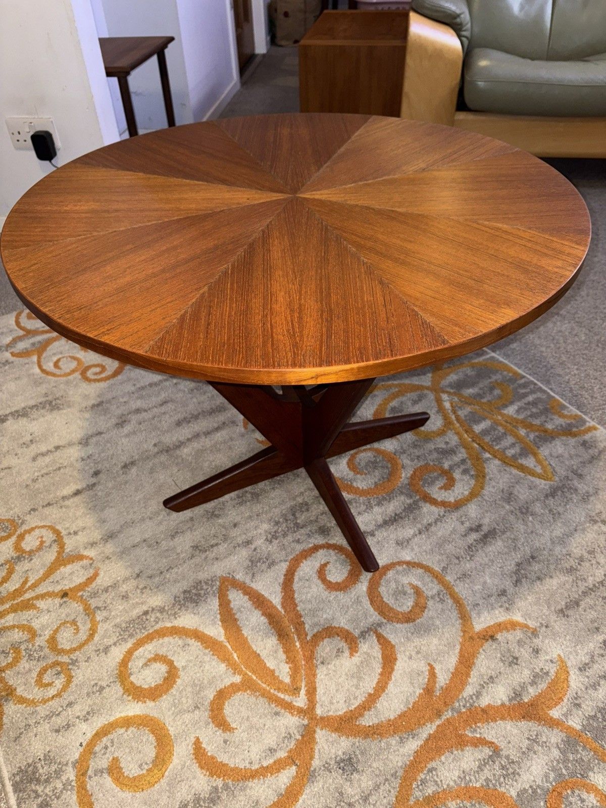 Mid Century Danish Kubus Teak Starburst Radial Coffee Table Retro G Plan Era photo 695.0