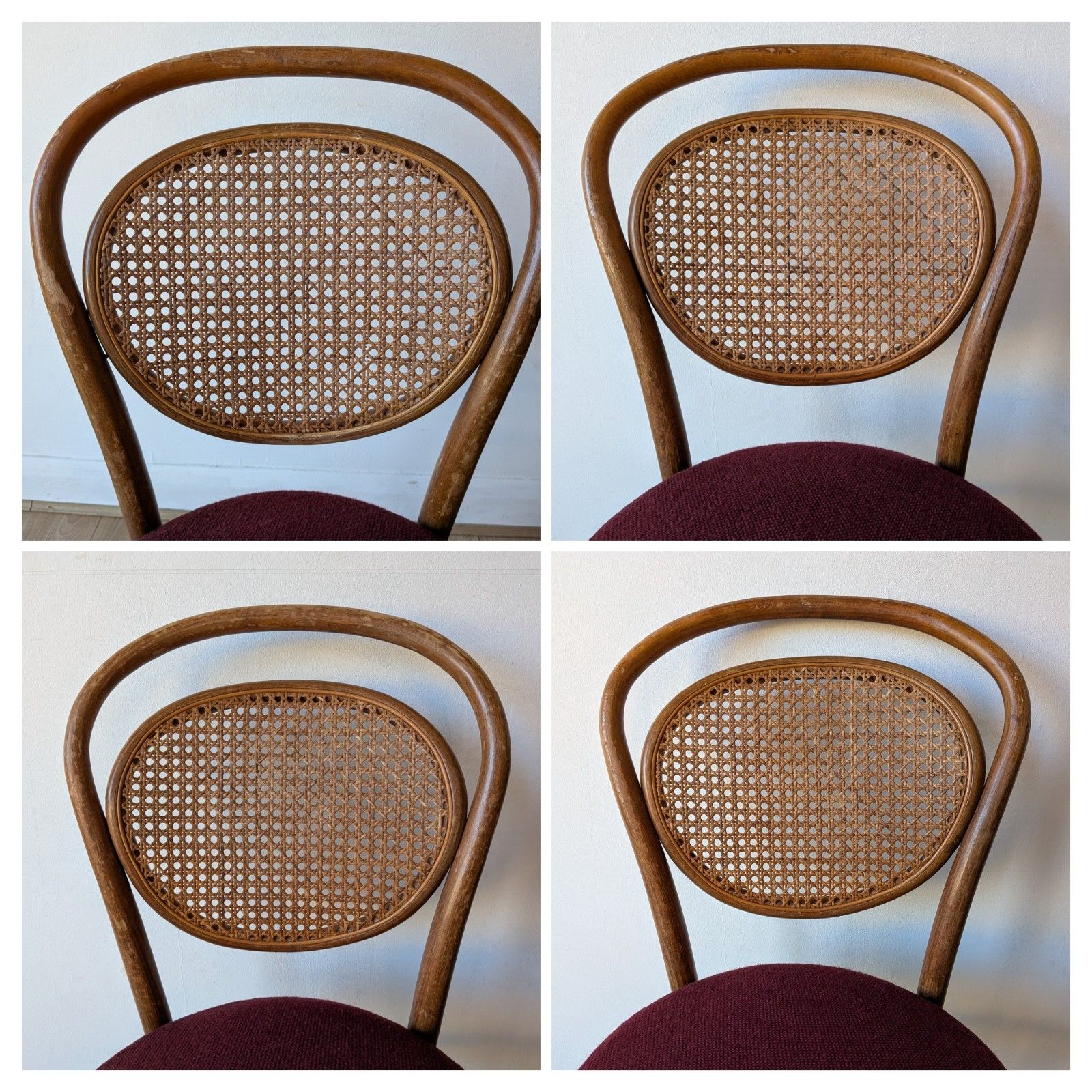 Set Of 4 Vintage Cane Back Dining Chairs | Bistro Style | photo for sale