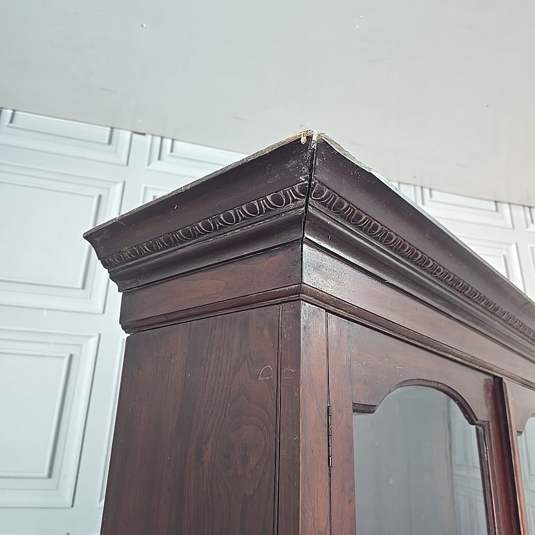 Antique Library Bookcase Dresser Cabinet Glazed Top Sideboard Cupboard Shelves photo Furniture