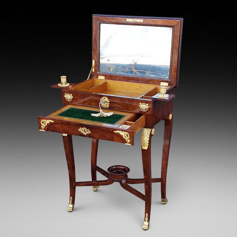 19thc French Mahogany & Satinwood Writing Desk