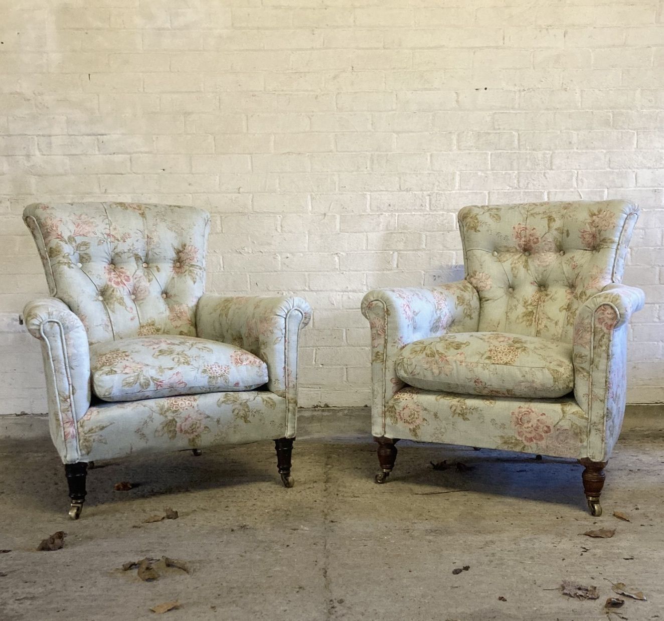 Pair Of Antique Woodstock Style Armchairs