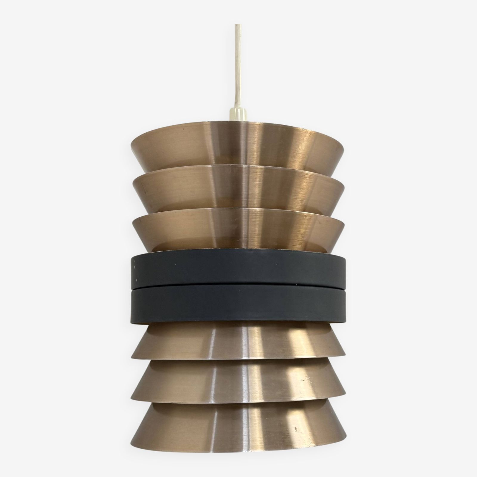 Doria Pendant Light In Copper And Matte Black Metal, Germany, 1960