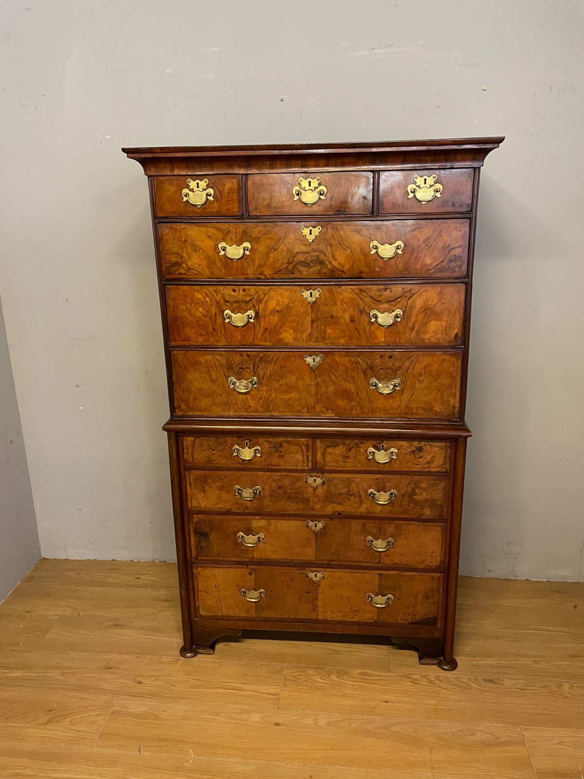 C19th Burr Walnut Chest On Chest