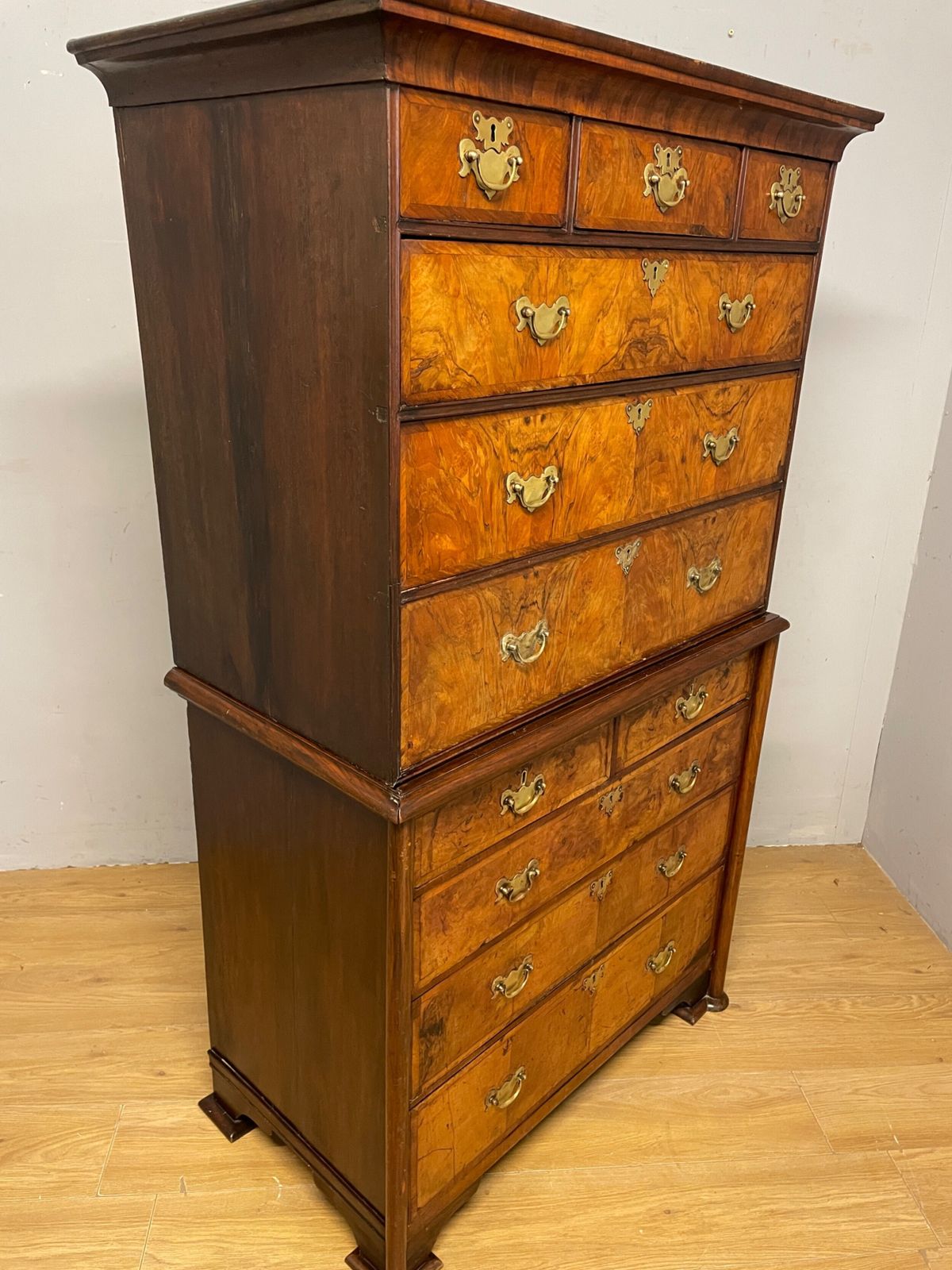 925.0 C19th Burr Walnut Chest On Chest photo
