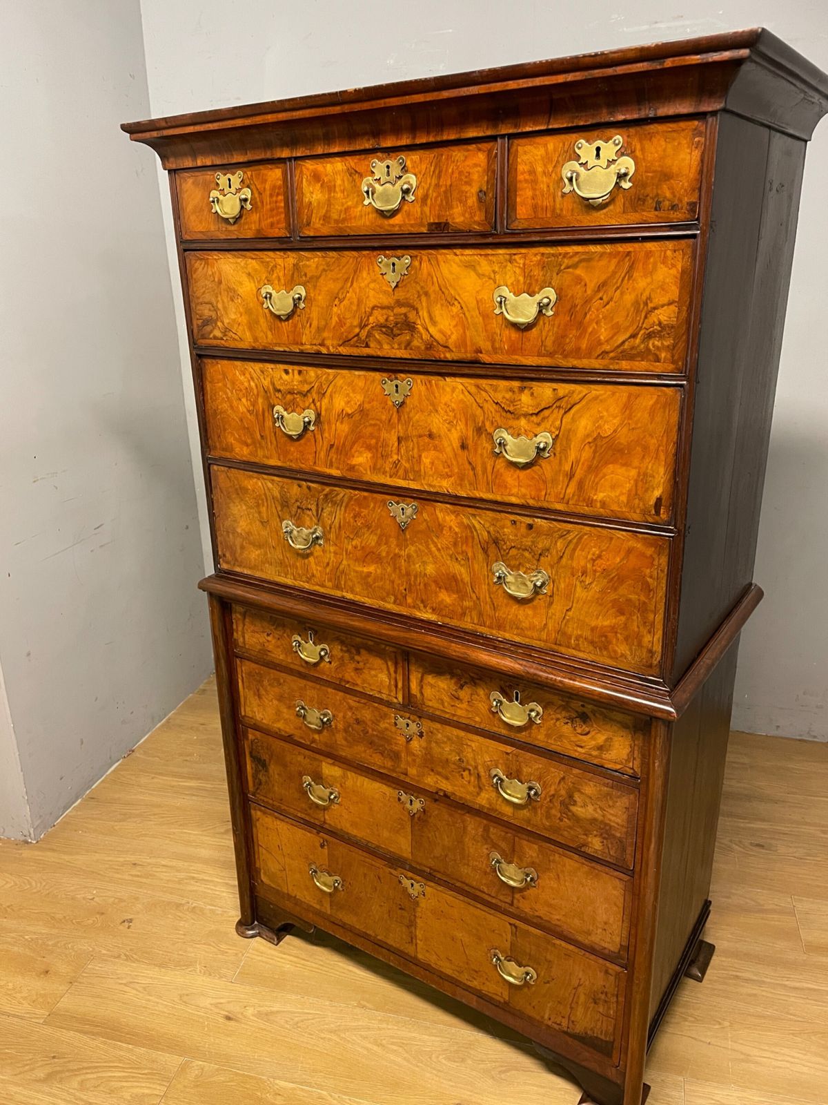 photo buy C19th Burr Walnut Chest On Chest