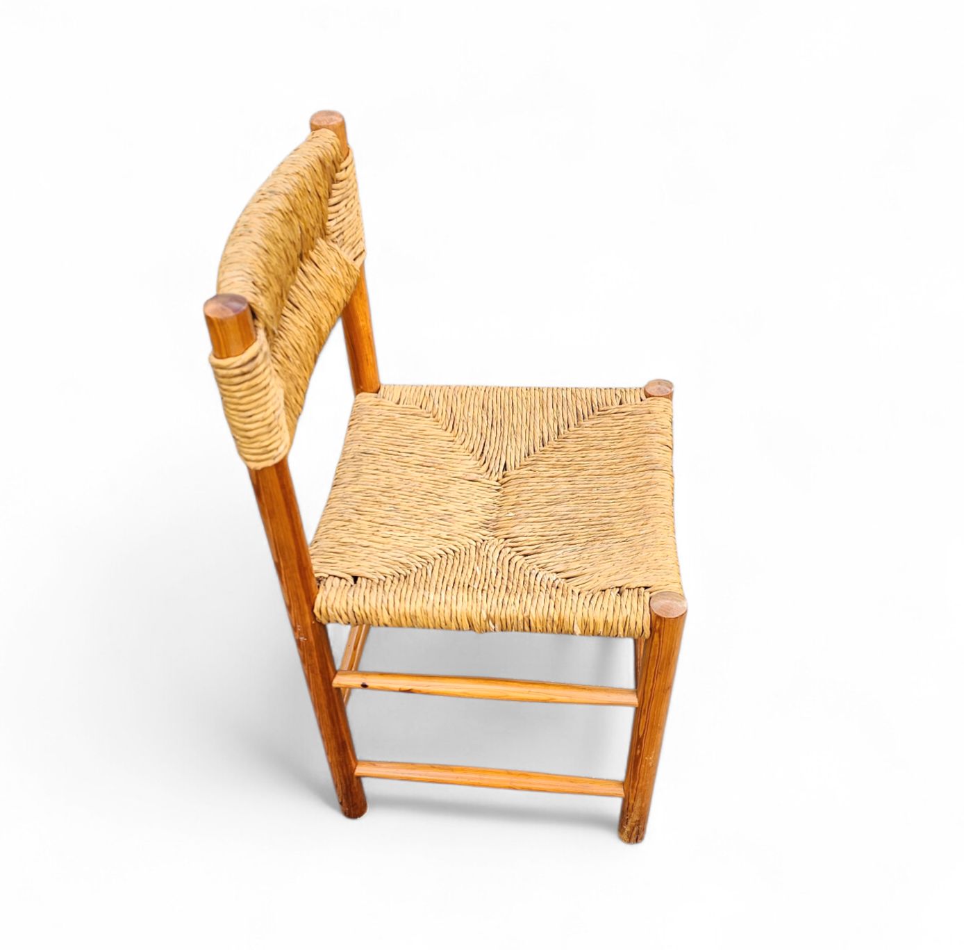 2 X Pine Wood Woven Reed Dining Chairs / France 1950s photo buy