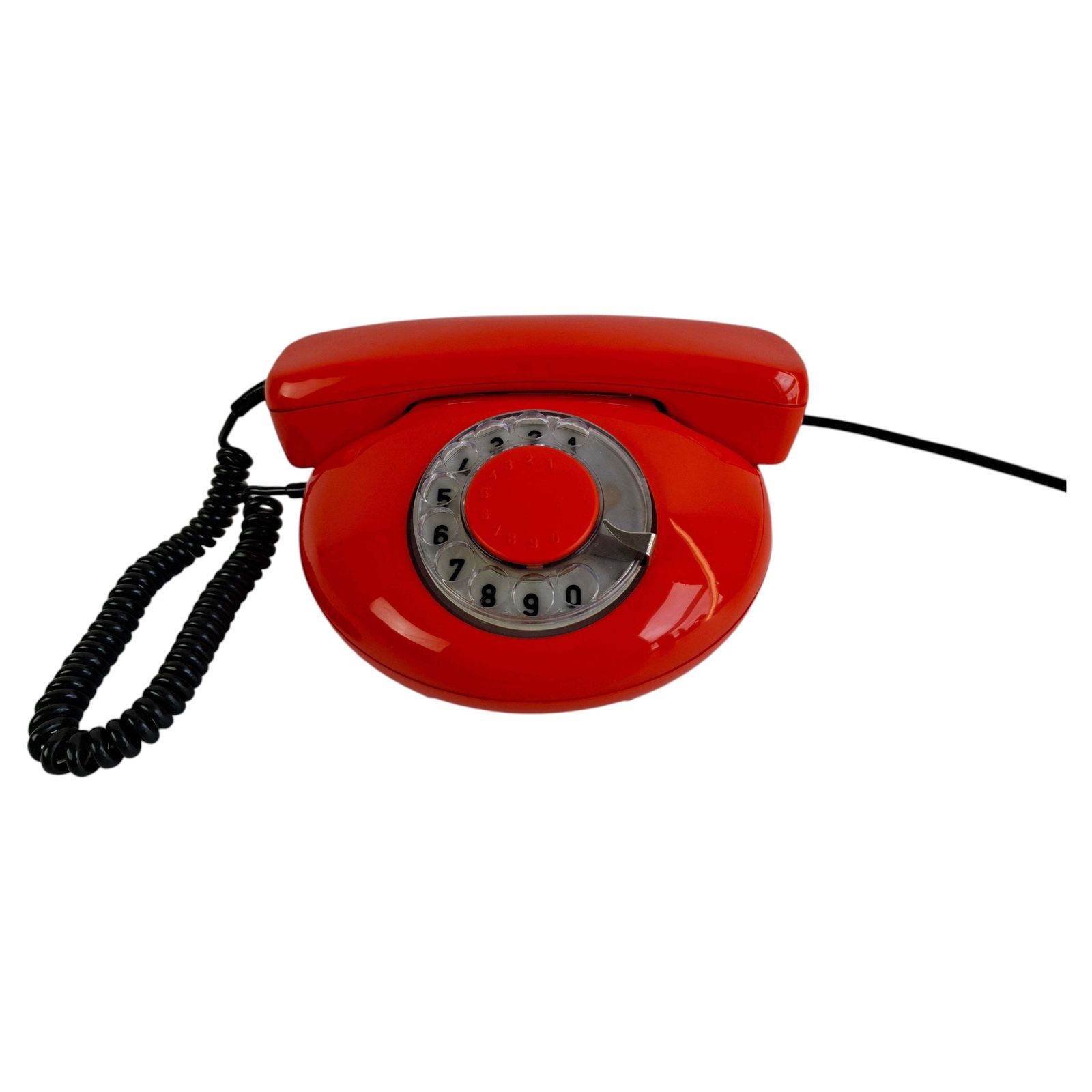 Tesla Midcentury Rotary Desk Telephone, Orange, Czechoslovakia, 1970s