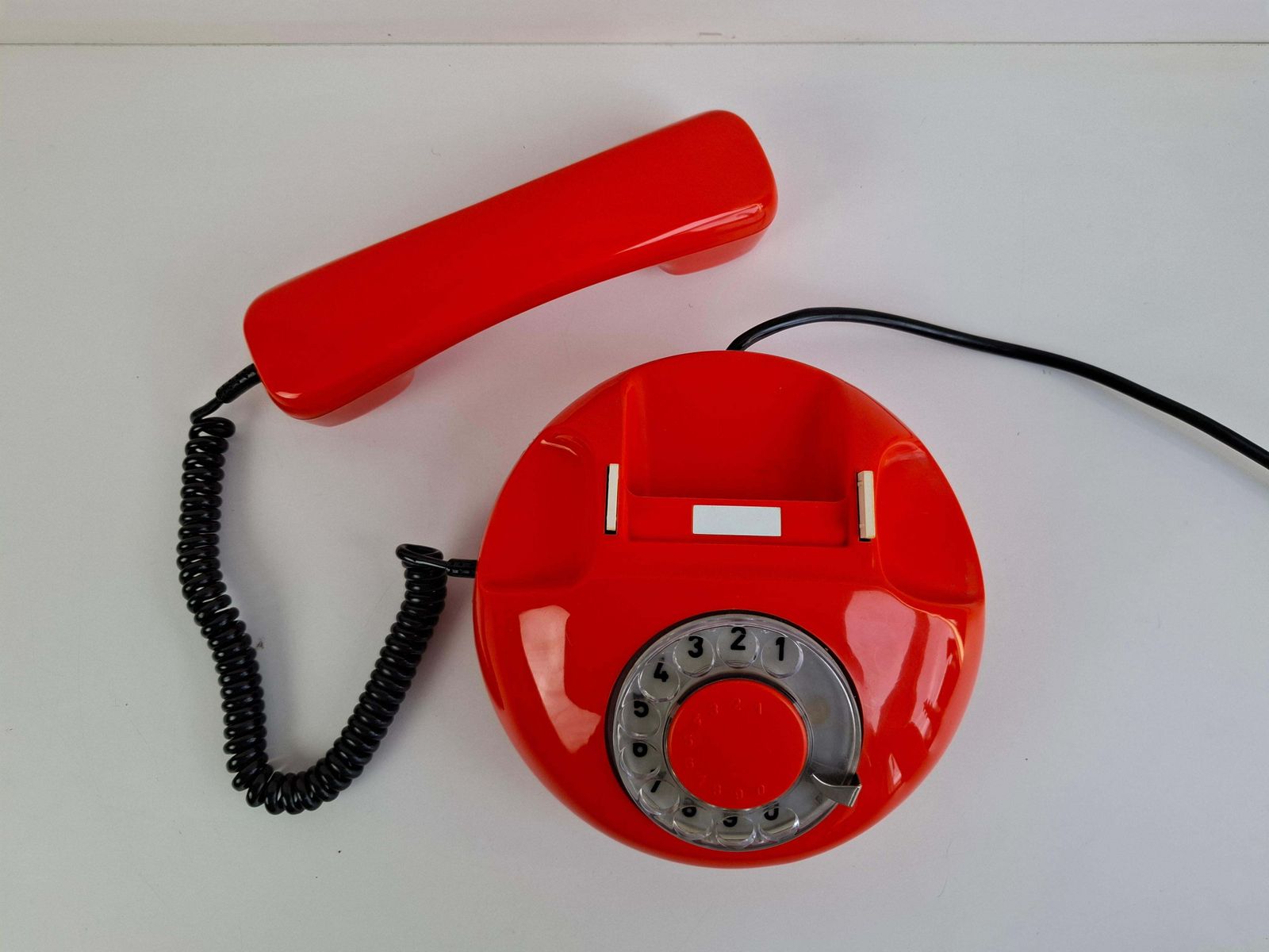 photo furniture Tesla Midcentury Rotary Desk Telephone, Orange, Czechoslovakia, 1970s