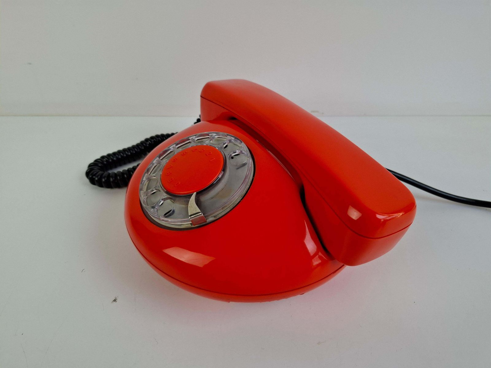 photo buy Tesla Midcentury Rotary Desk Telephone, Orange, Czechoslovakia, 1970s