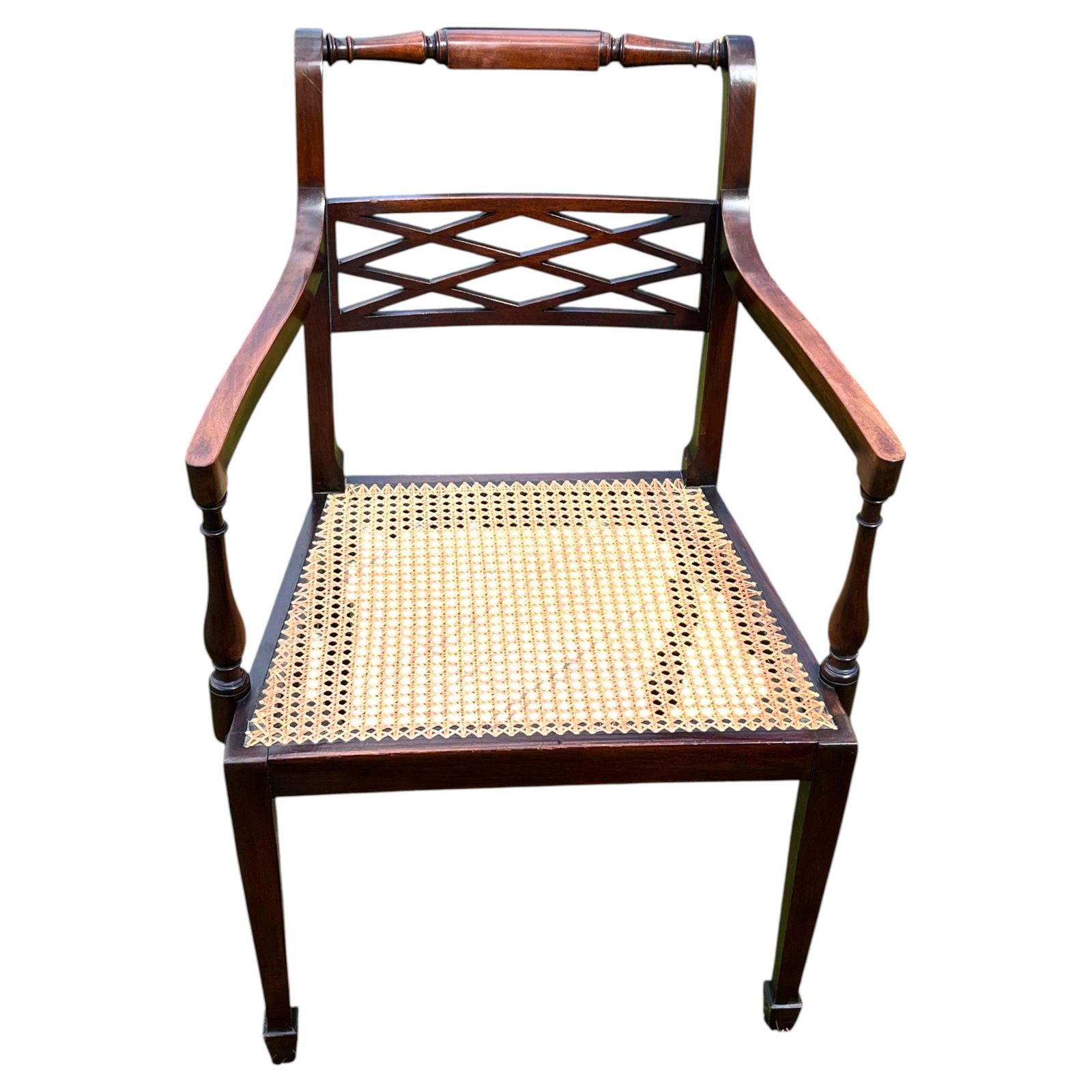 Regency Armchair By English Workshop, Hardwood & Rattan, Circa 1810 photo furniture