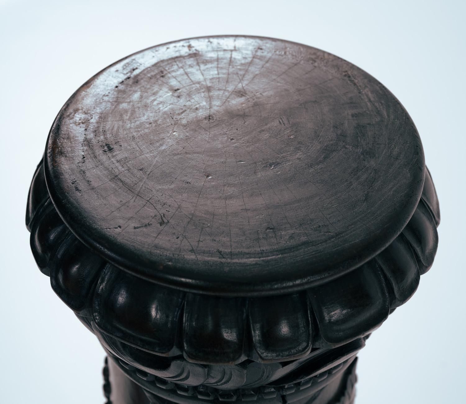 5437.0 2 Art Nouveau Mahogany Wooden Carved Pedestals Column Vine Motif, France 1920s photo