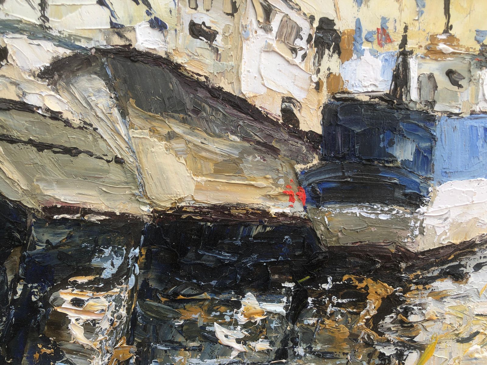 Xavier Aluja Mediterrane Haven Tarragona Vissersschepen Expressionistisch Olieverfschilderij 2004 photo Kunst